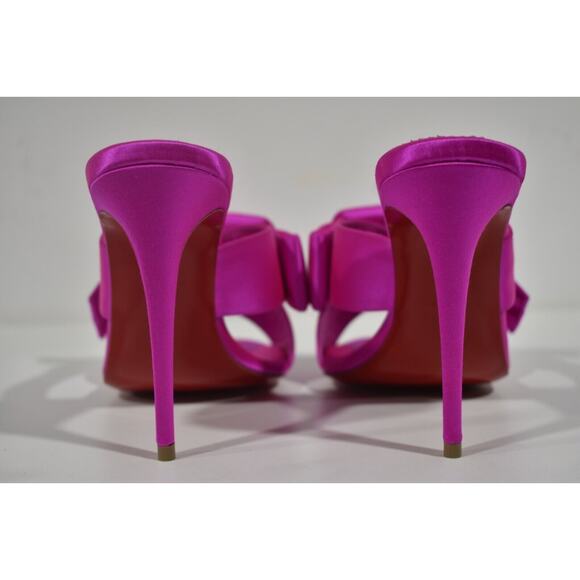 Christian Louboutin Matricia 100 Holly Pink Satin Backless Sandal Heel Pump 36 - Picture 11 of 12